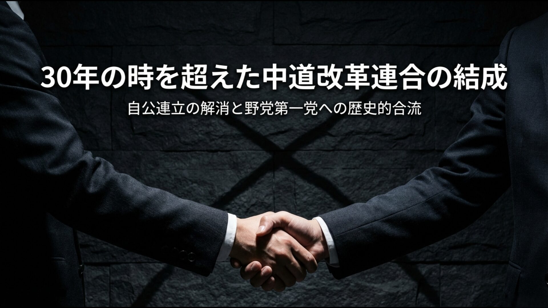 2026年の自公連立解消と野田佳彦氏・斉藤鉄夫氏による歴史的な野党合流の背景図