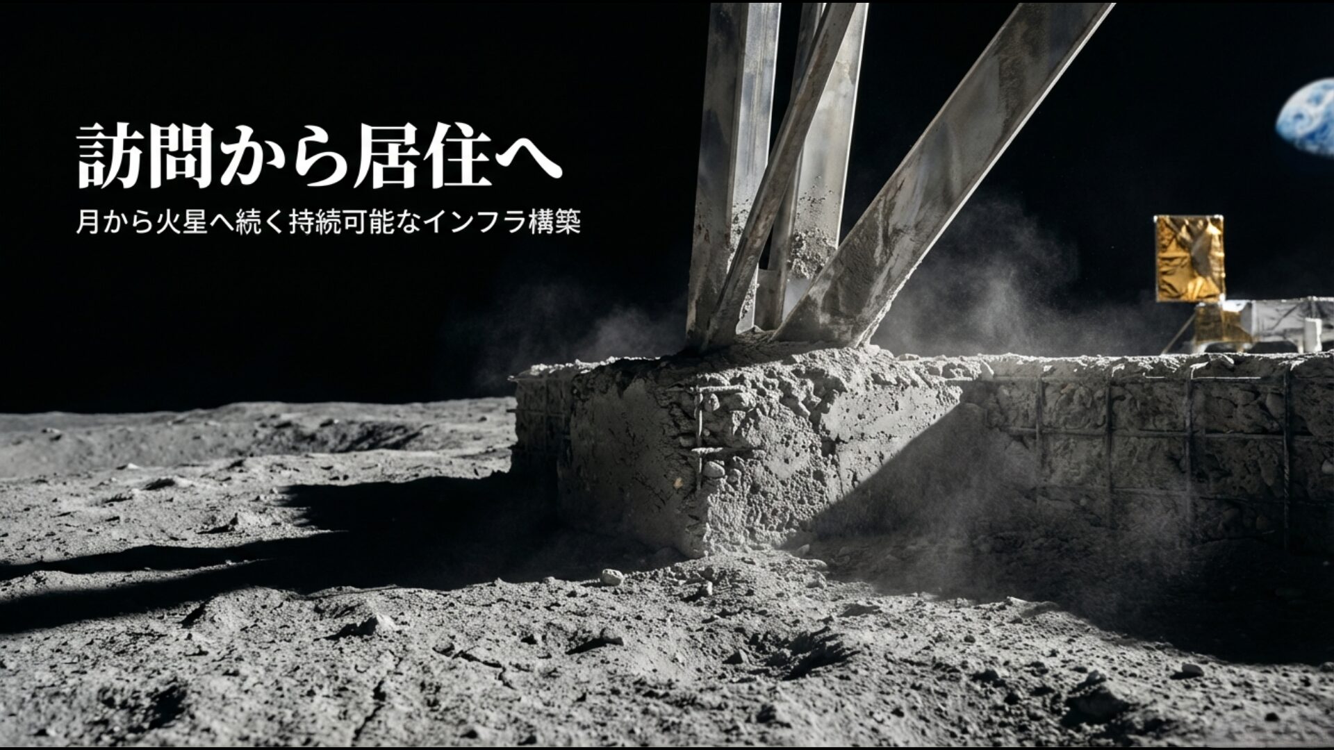 訪問から居住へ進化したアルテミス計画の持続可能なインフラ構築のイメージ