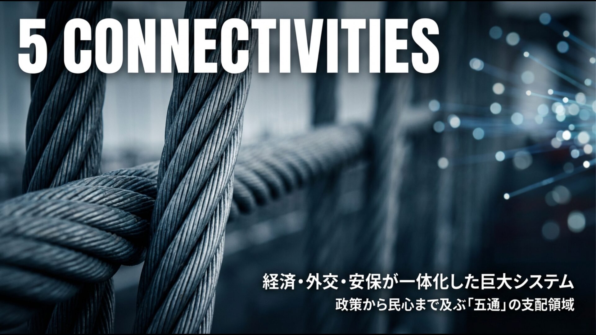 一帯一路の根幹である政策・インフラ・貿易・資金・民心の五通による支配領域を示す概念図