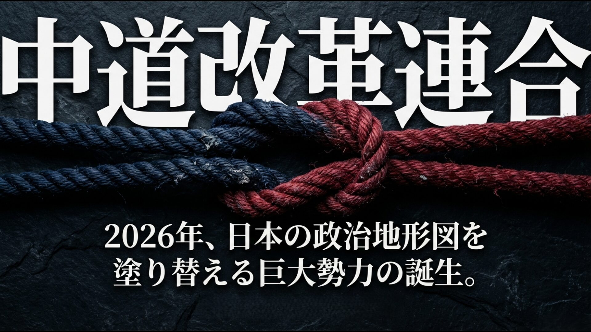2026年の日本政治に誕生した中道改革連合。現実主義（リアリズム）の夜明けを象徴するアイキャッチ画像。