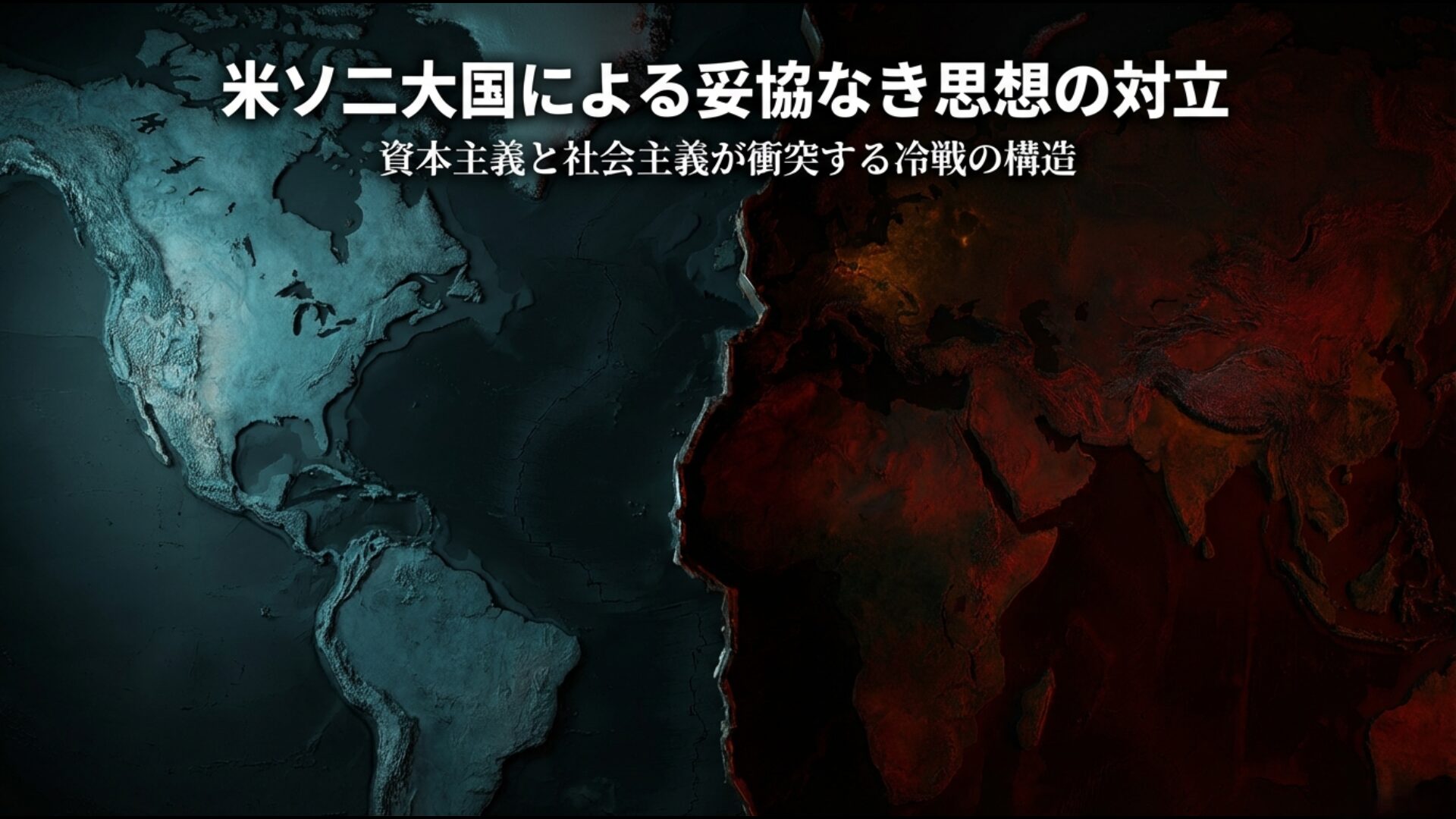 資本主義陣営と社会主義陣営が思想的に激突する冷戦時代の構造を解説した図解