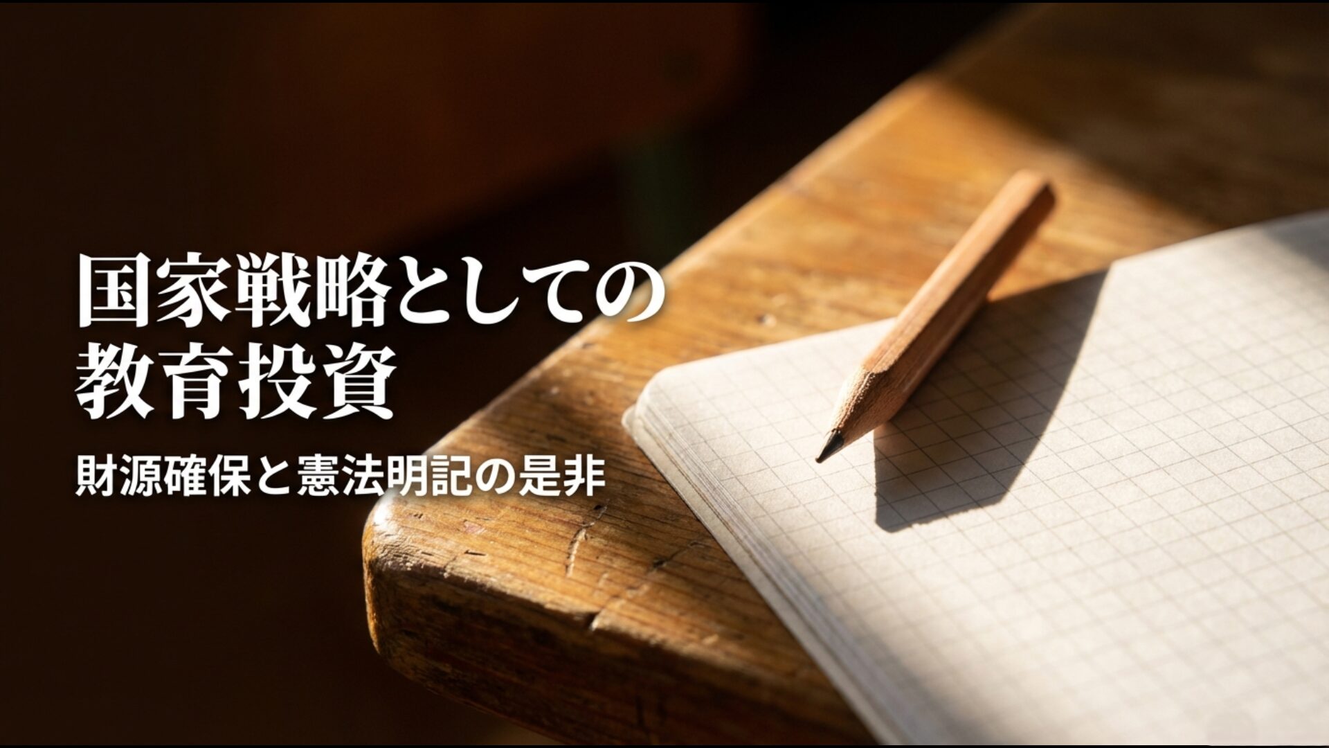 教育無償化を憲法に明記するメリットと財源確保、国家戦略としての教育投資の論点を整理した画像