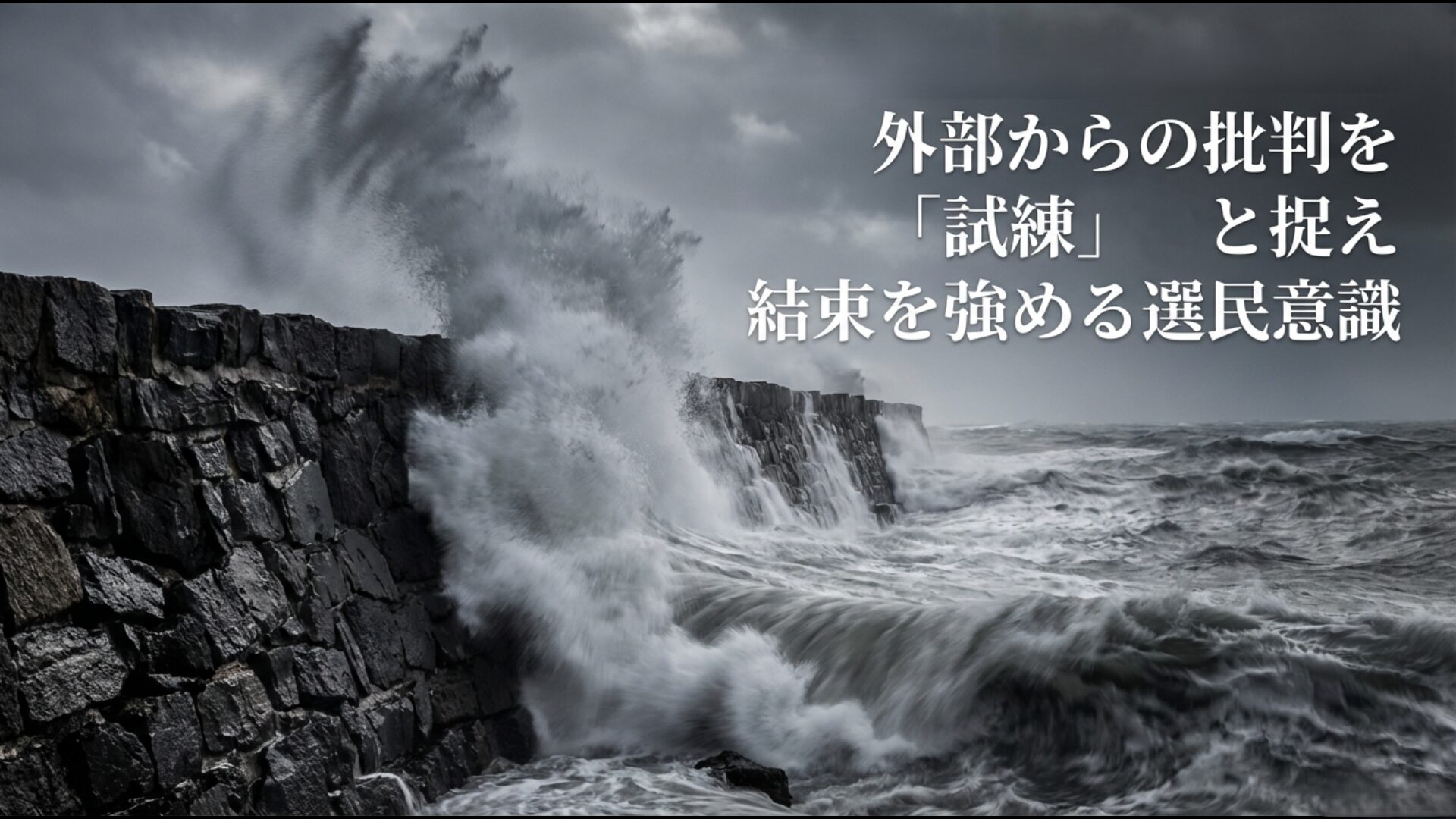 外部からのバッシングを神からの試練と解釈し、選民意識を高めることで信仰を強固にする心理的要因