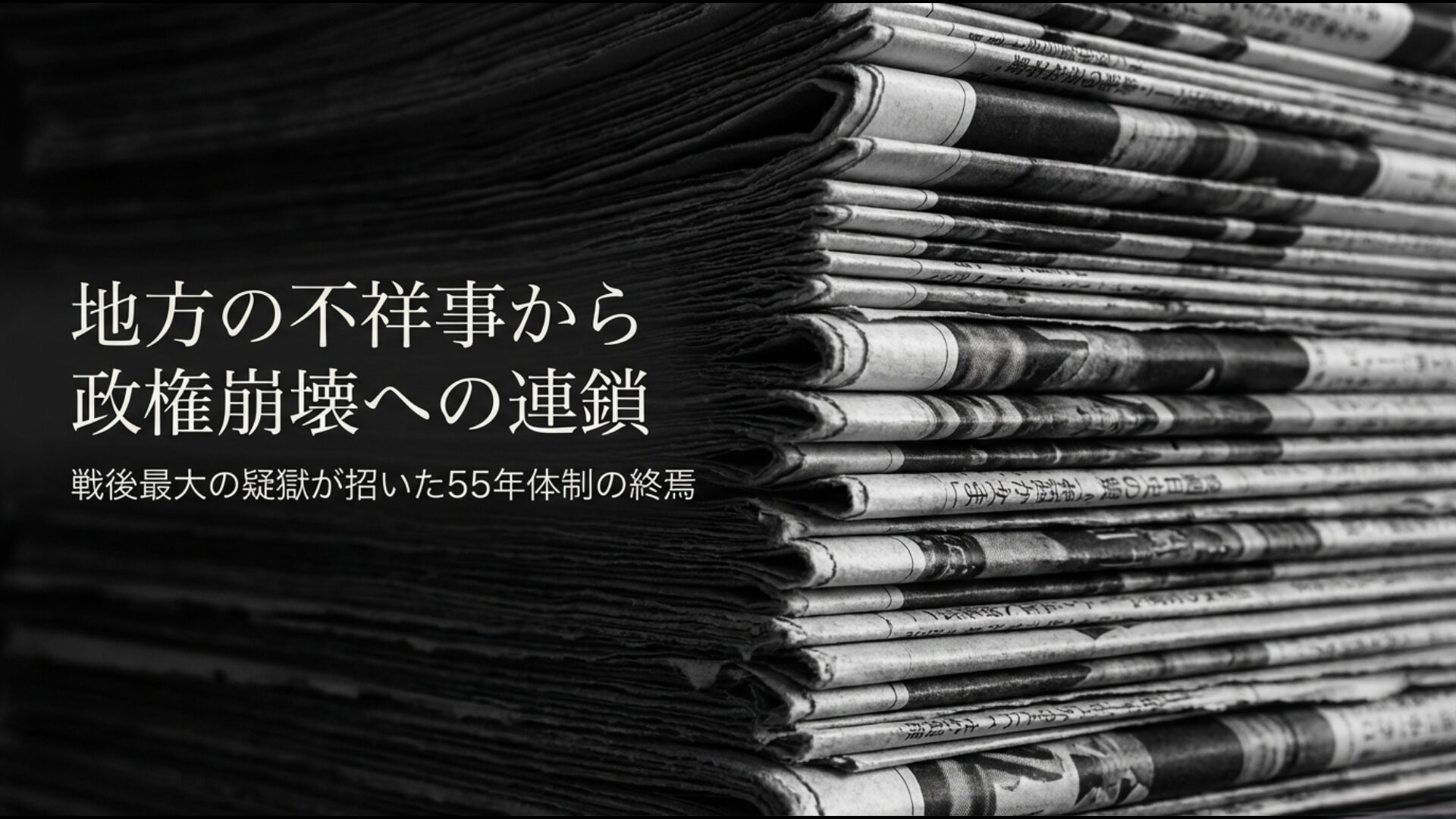 地方の不祥事から竹下内閣崩壊、55年体制の終焉を招いたリクルート事件の歴史的経緯。