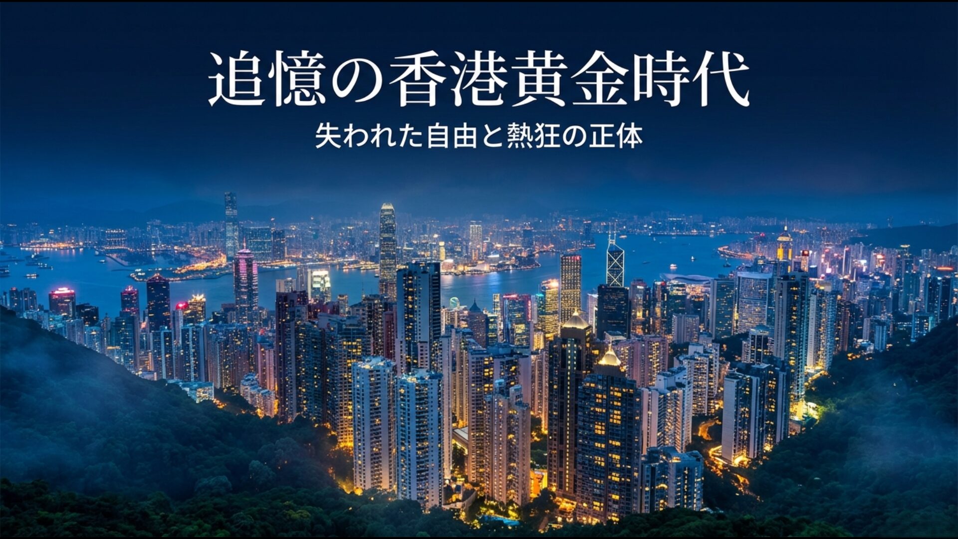 香港の街並みと黄金時代を象徴するタイトルのアイキャッチ画像