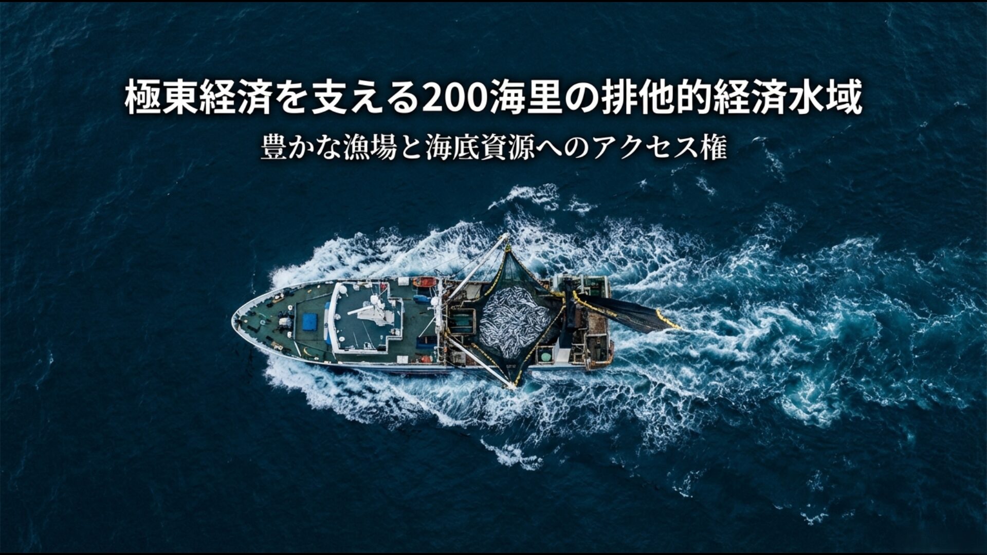 豊かな漁場と海底資源へのアクセス権を確保する200海里の排他的経済水域（EEZ）概念図