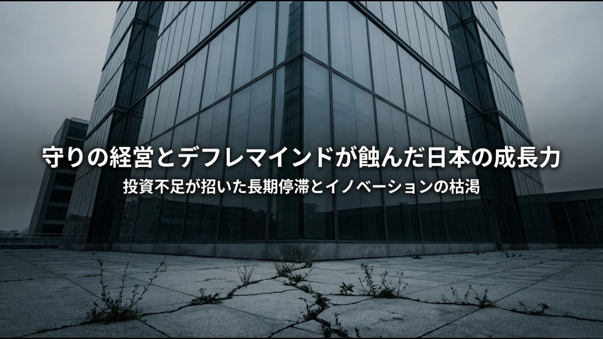 デフレマインドが蝕んだ日本の成長力と投資不足による長期停滞の構造を示すイメージ