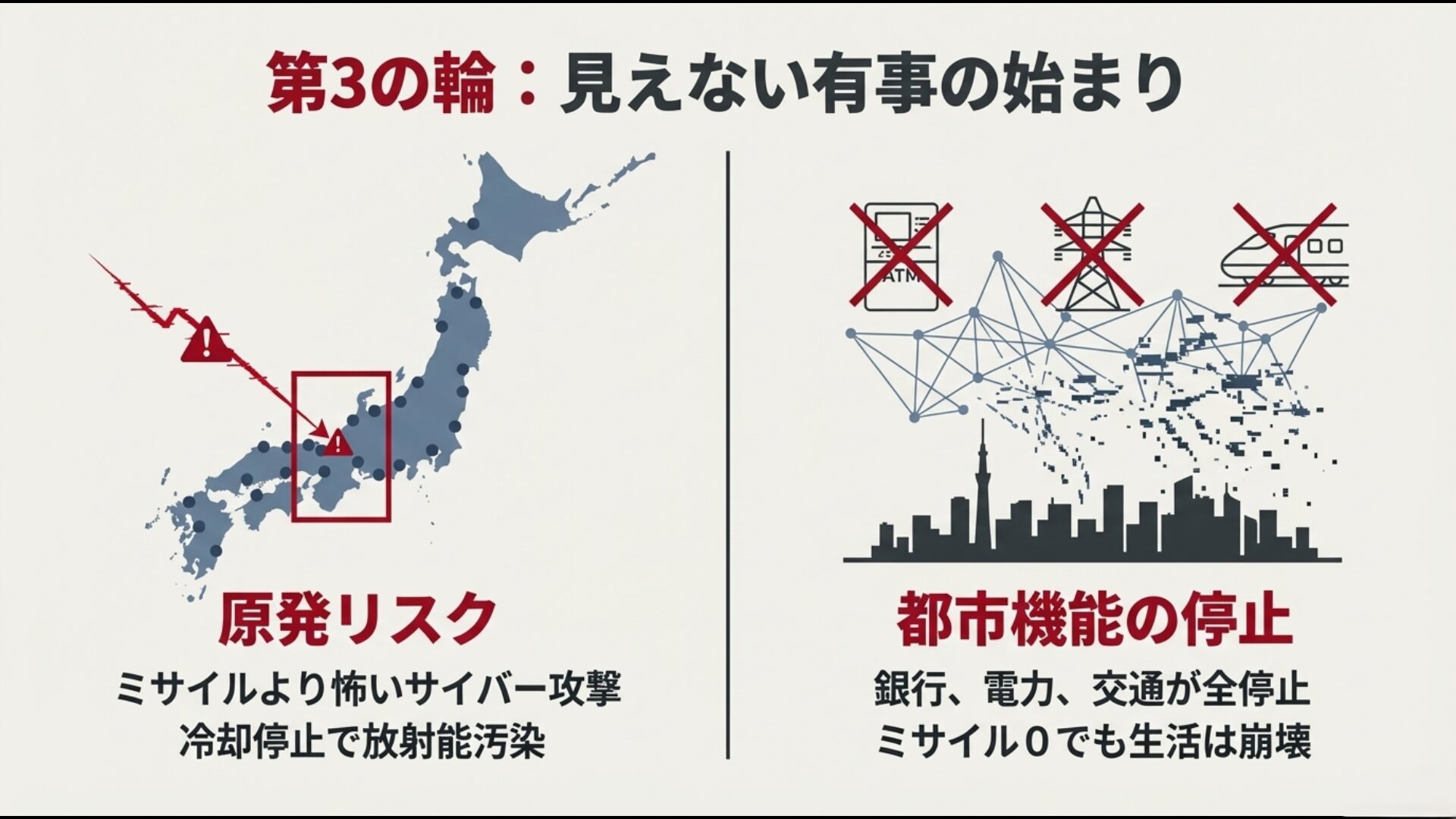 原発へのサイバー攻撃と都市機能崩壊イメージ図