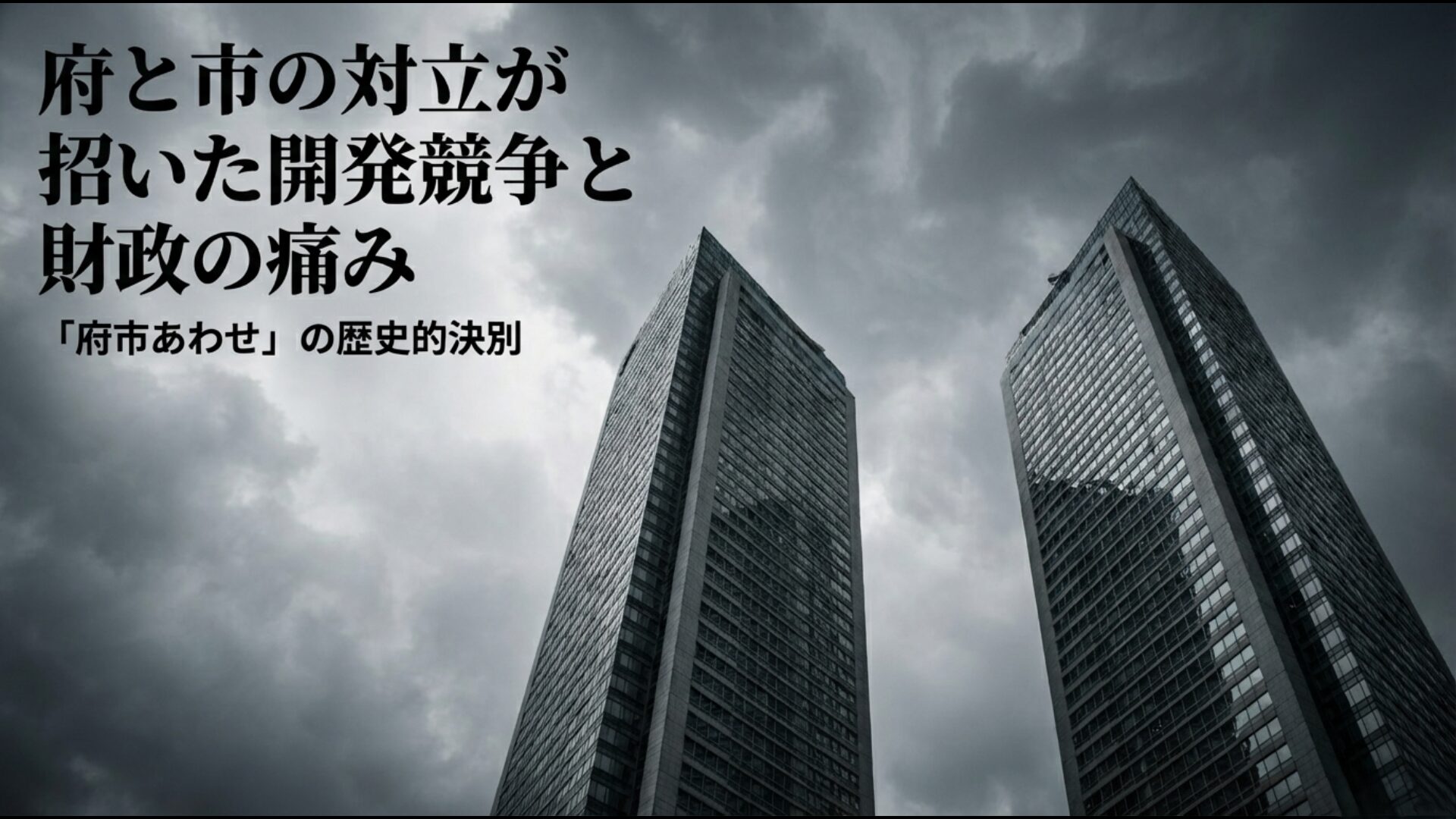大阪府と大阪市の対立が招いた二重行政と財政の痛みを示す歴史的背景の図解