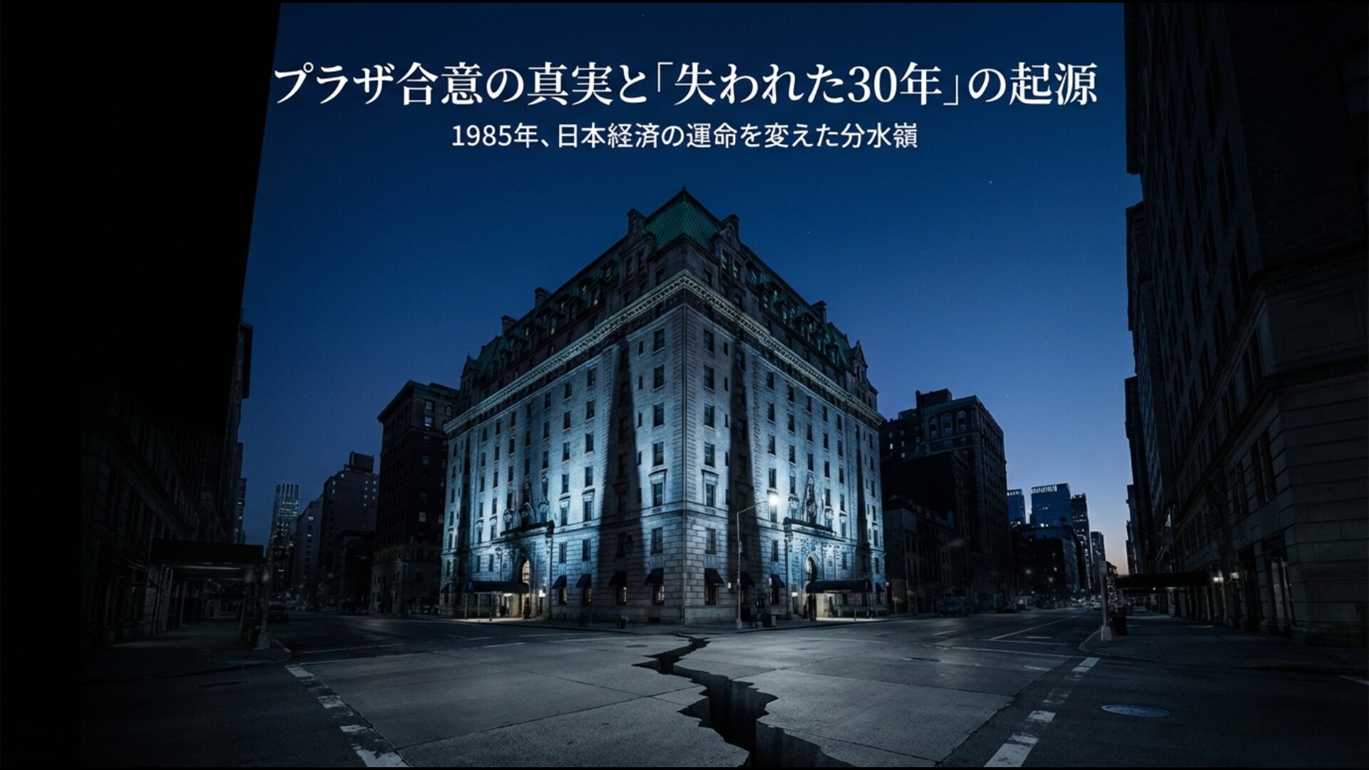 1985年のプラザ合意を起点とする日本経済の衰退と失われた30年を象徴するグラフィック