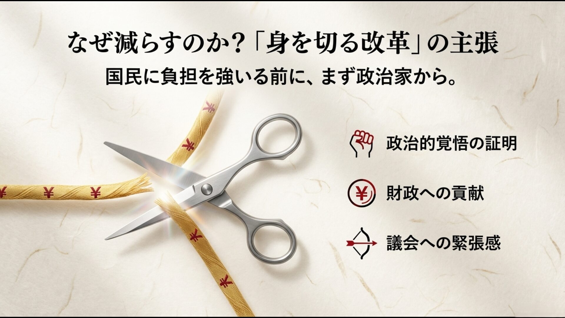 政治改革の覚悟、財政貢献、緊張感の図解