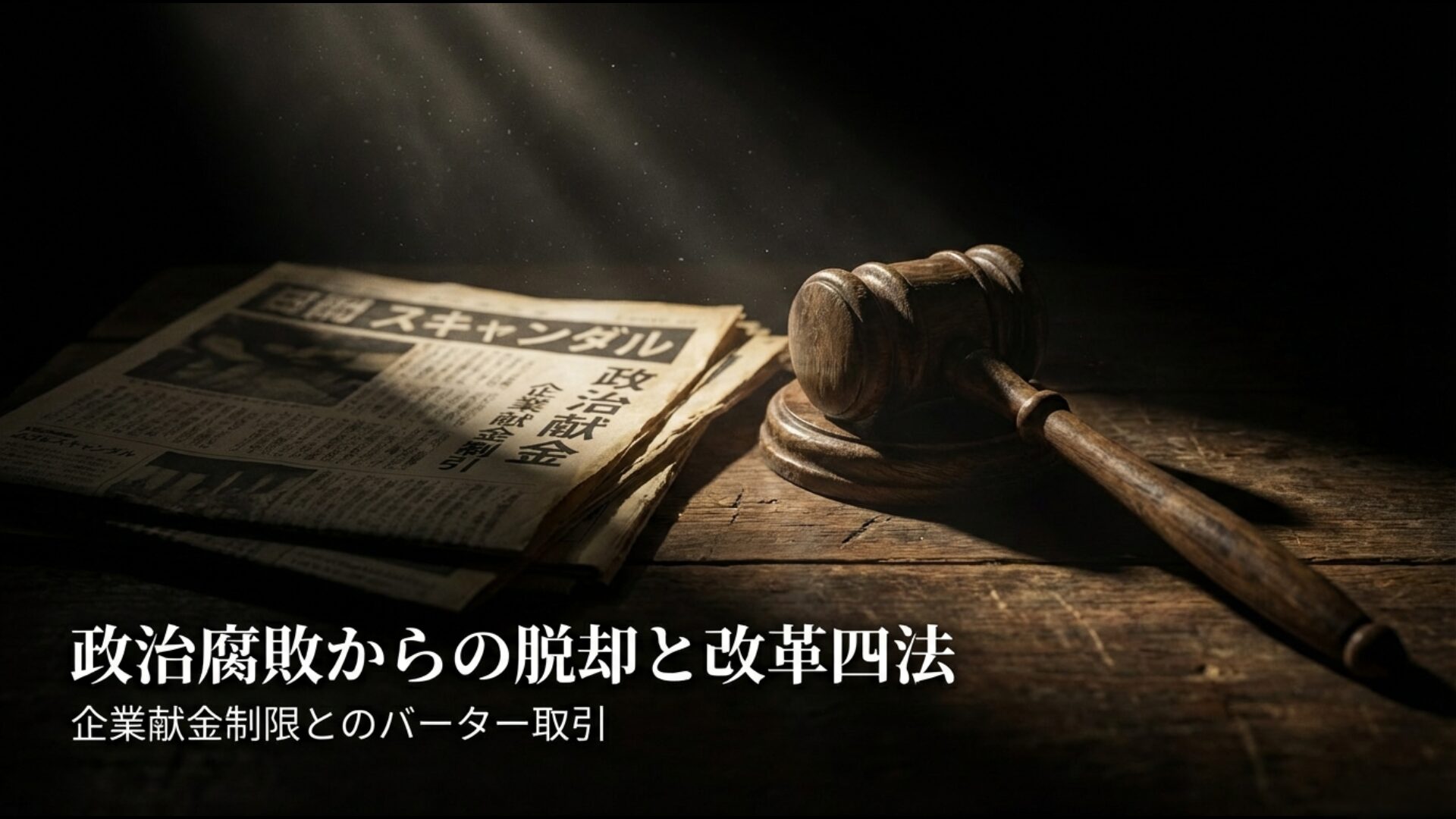 政治腐敗防止と企業献金制限のバーターとして導入された政党助成金の歴史図解