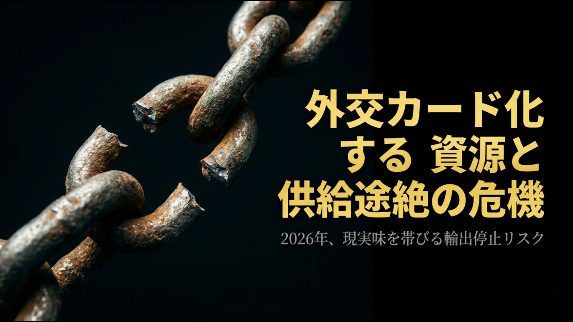 外交カードとして利用されるレアアースの輸出規制リスクと2026年の供給途絶の危機