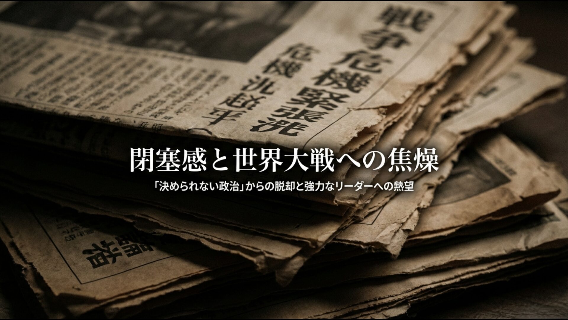 1930年代の政治的閉塞感から「決められない政治」を脱却しようとした新体制運動の背景