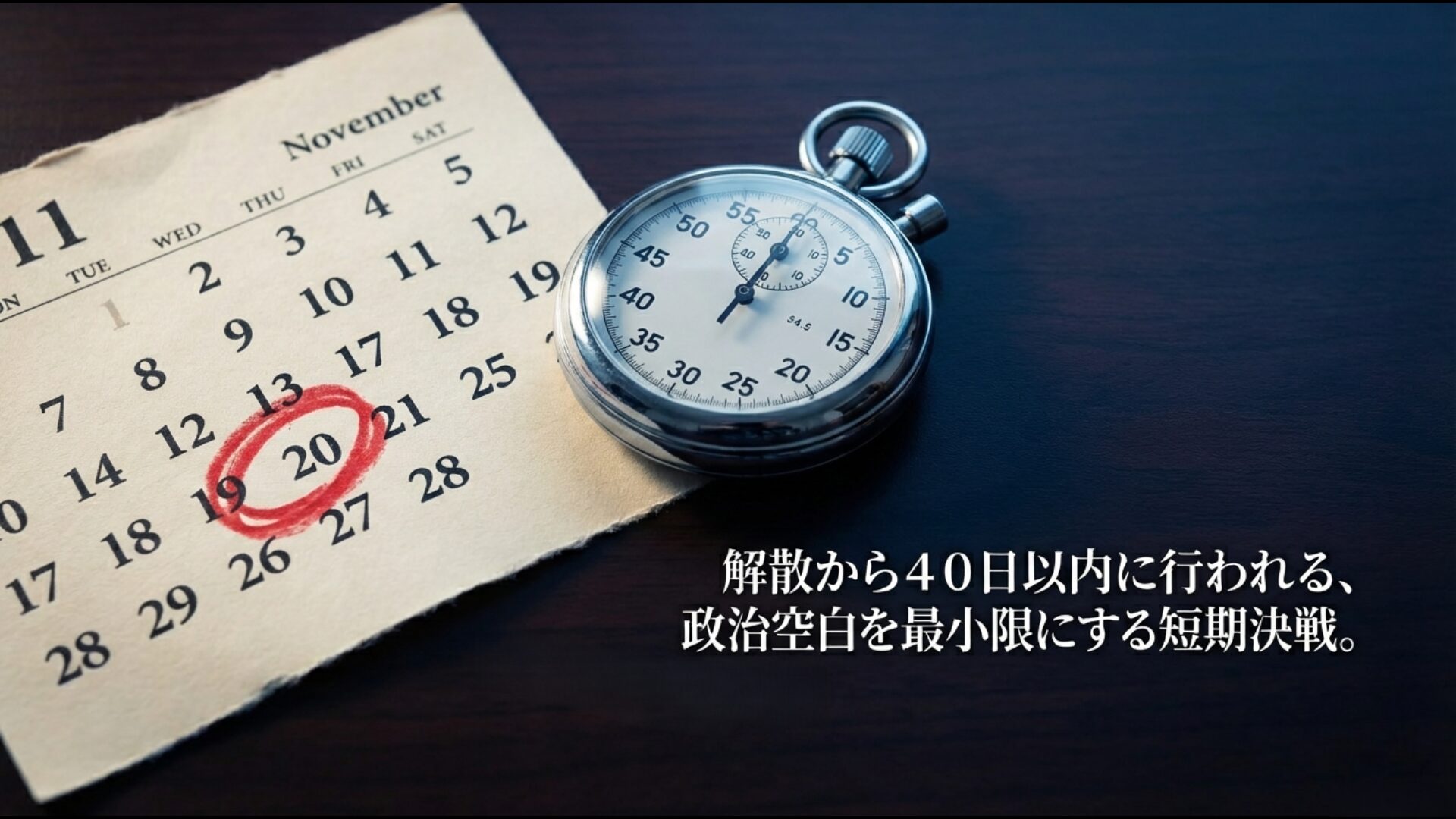 政治空白を最小限に抑えるために定められた解散から投票日までの短期決戦スケジュール
