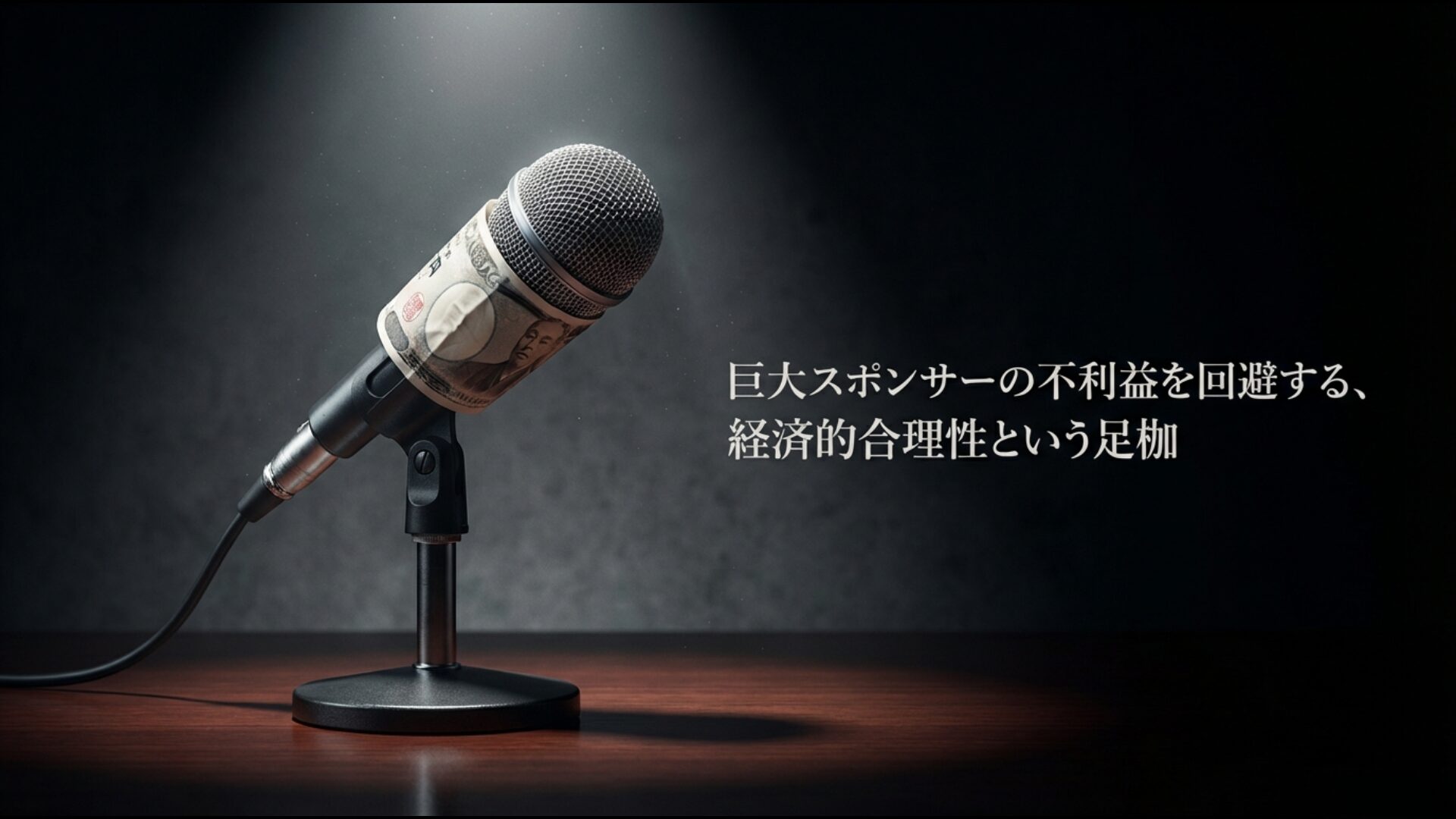 巨大スポンサーや広告代理店の不利益回避を優先するメディアの経済的合理性と、それによって生じる報道タブー