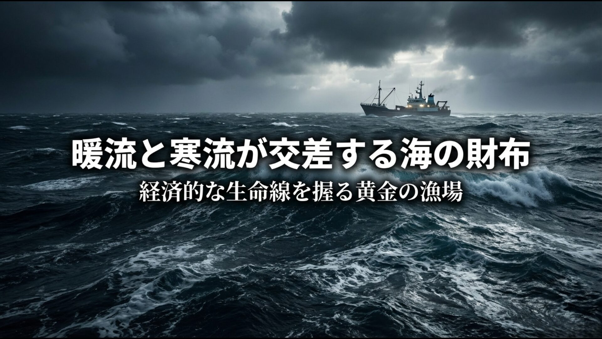 暖流と寒流が交差する竹島周辺の黄金の漁場と漁業権の重要性を示す図