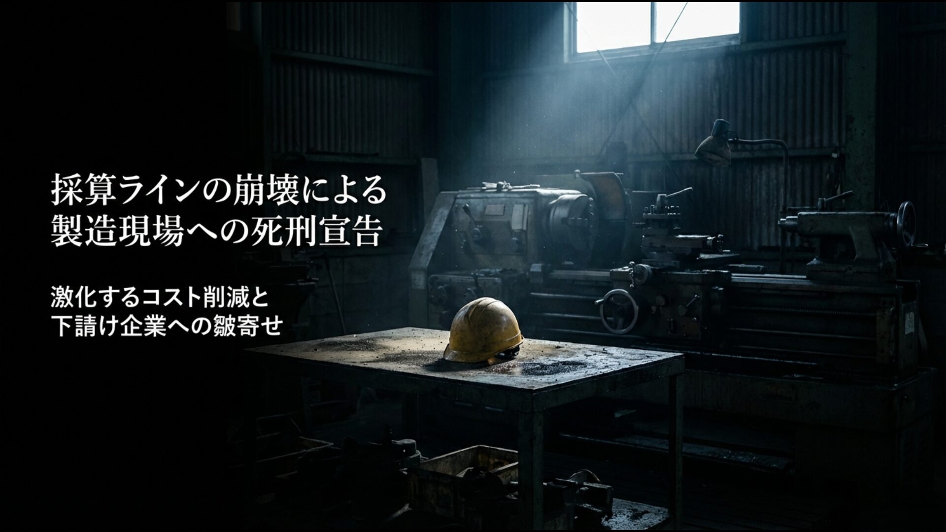 円高不況で激化するコスト削減と製造業の下請け企業への皺寄せを表現した構造イメージ