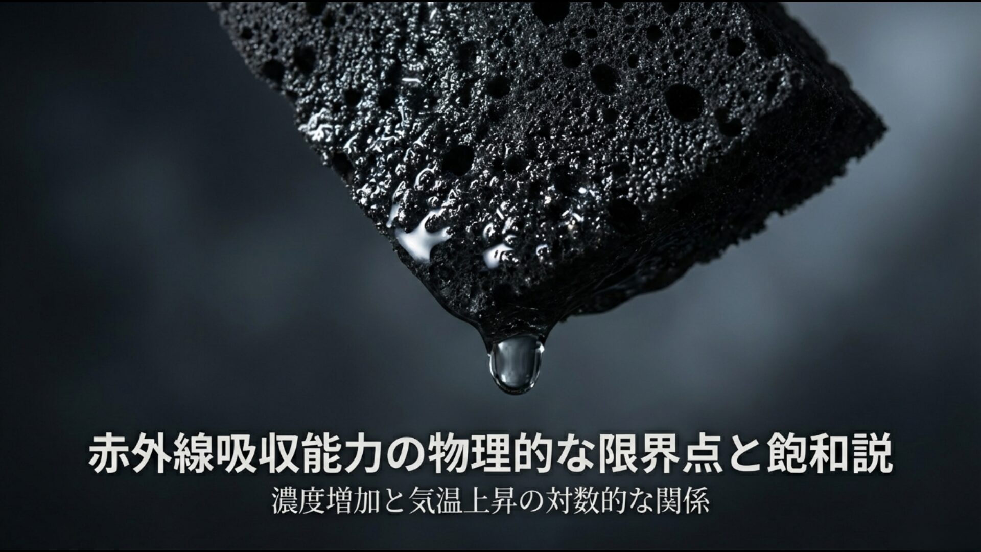 二酸化炭素の濃度増加と気温上昇が対数的な関係にあることを示す赤外線吸収能力の物理的限界点