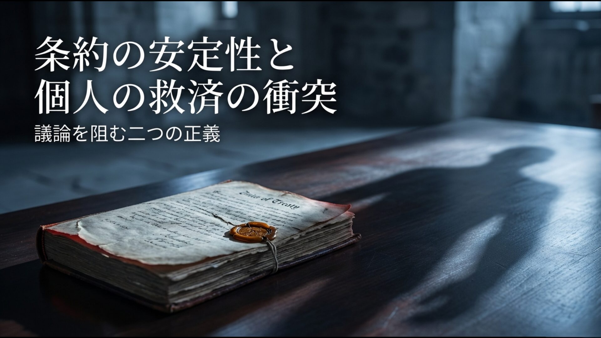 慰安婦問題の解決を阻む二つの正義、条約の安定性と個人の救済の対立図