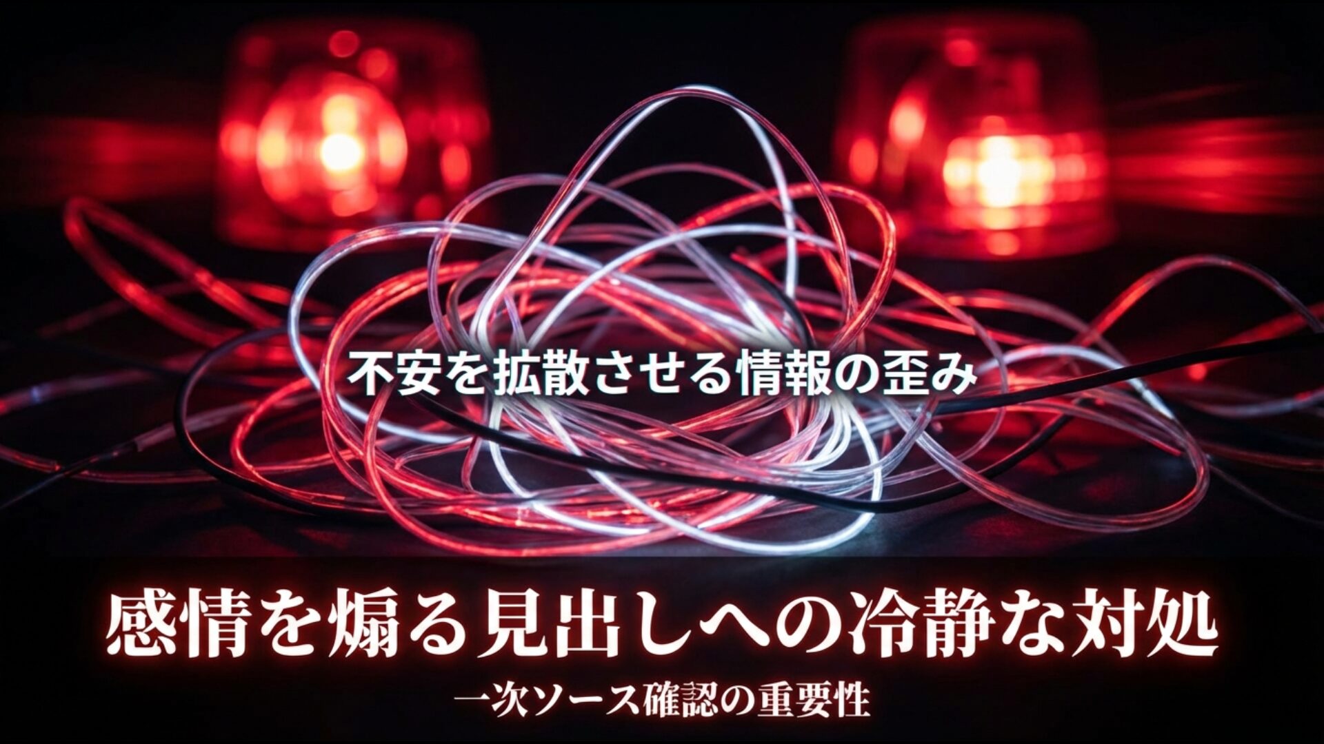 SNSでの不安拡散メカニズムとデマに惑わされないための一次ソース確認の重要性を示す資料