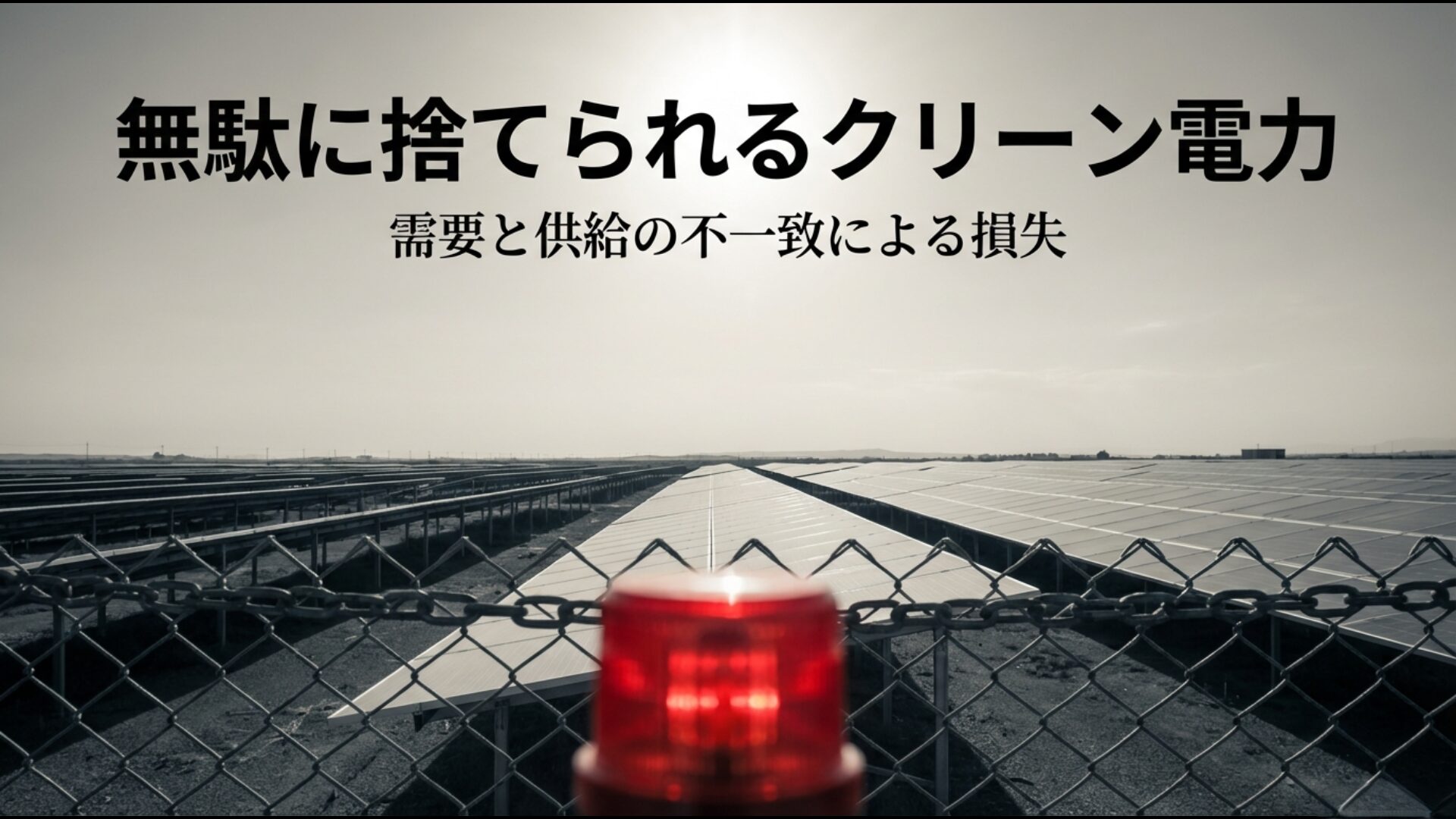 再エネの需要と供給の不一致により発生する電力損失と出力抑制のイメージ