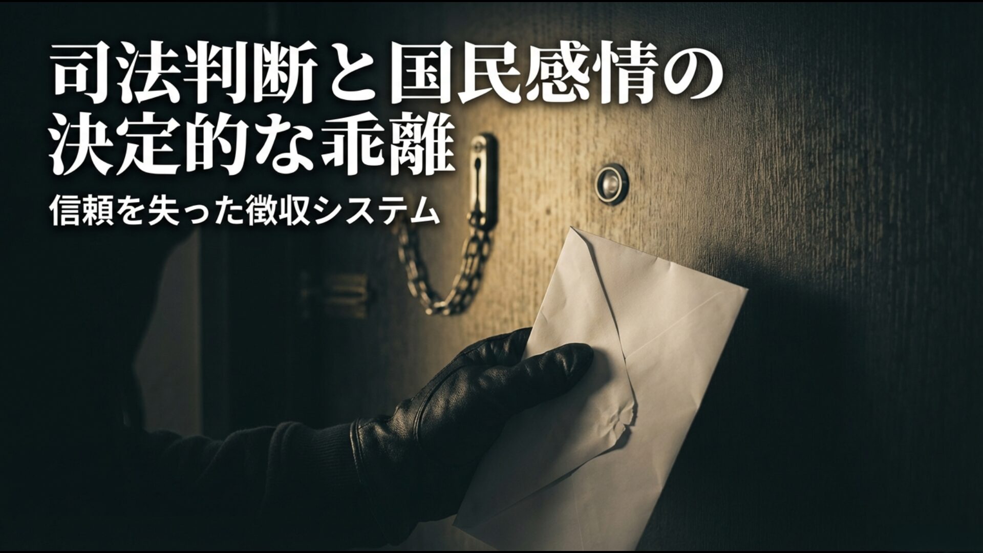 受信料徴収に関する司法判断と国民感情の決定的な乖離と信頼低下を表現したイラスト