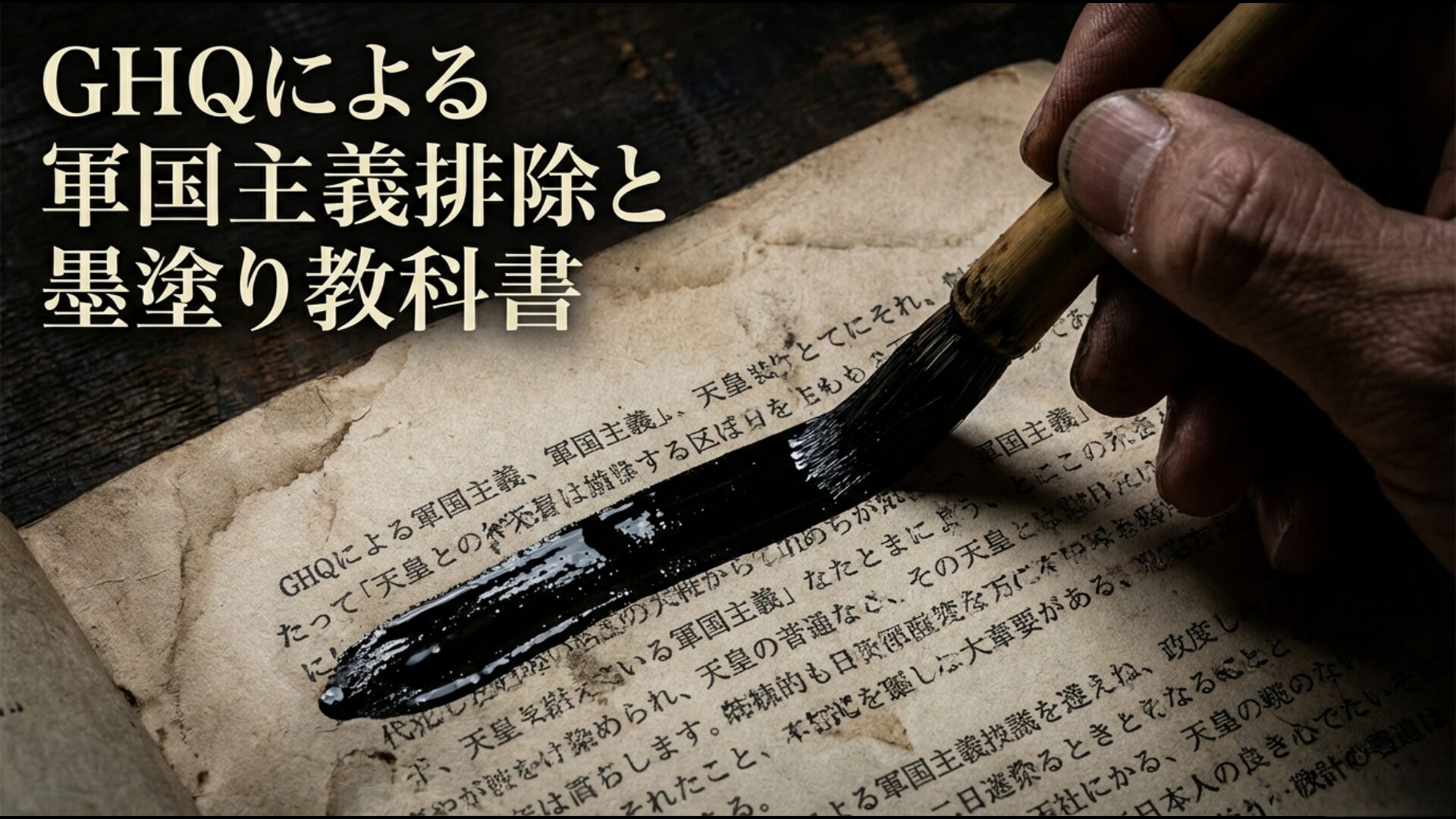 戦後GHQによる軍国主義排除の象徴である墨塗り教科書と教育指令の衝撃