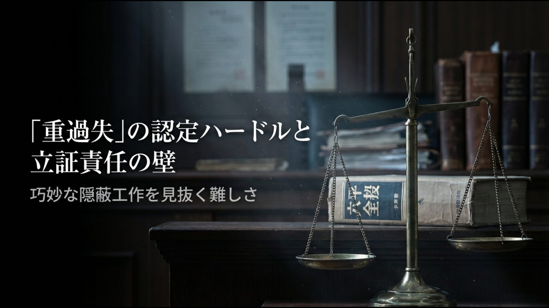 政治資金規正法違反における重過失の定義と、政治家が処罰を免れる可能性という法運用の課題を示した図解