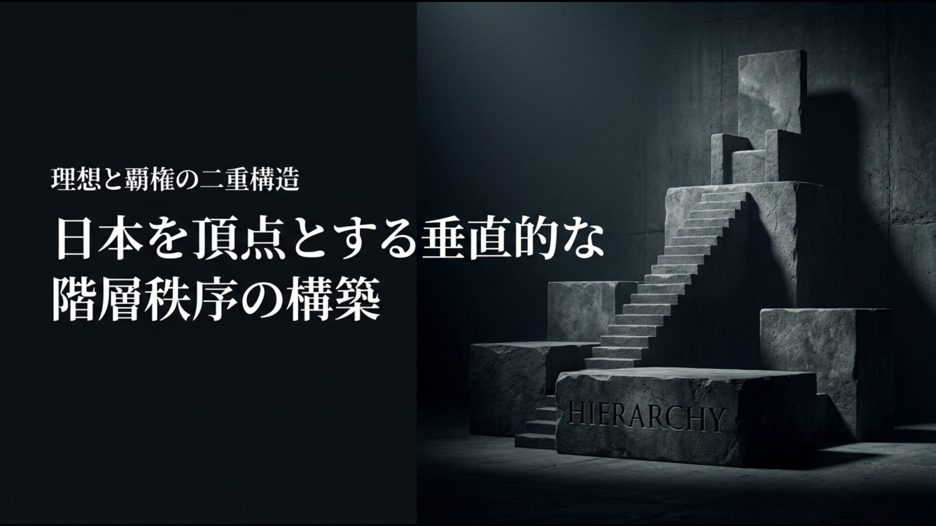 日本を最上位に置く大東亜共栄圏の垂直的な階層秩序と支配構造の概念図