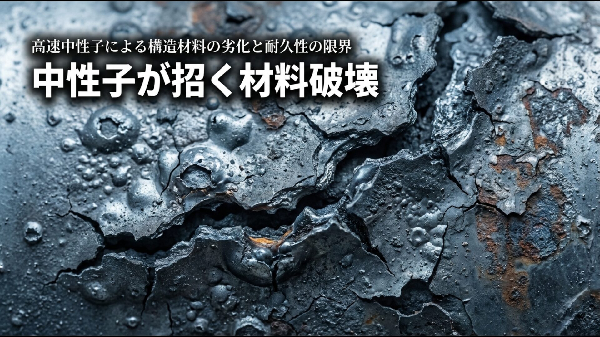14.1MeVの高速中性子照射によって核融合炉の構造材料がミクロレベルで劣化・損傷するイメージ