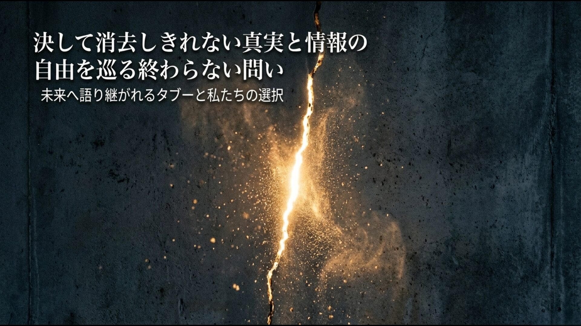 決して消去できない歴史の真実と、未来へ語り継がれるべき情報の自由を巡る問いかけのイメージ