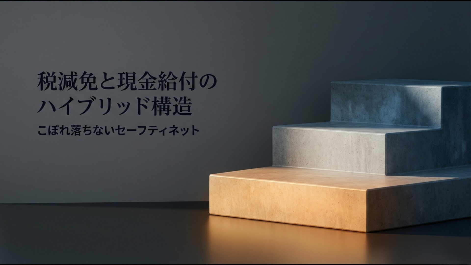 税減免と現金給付のハイブリッド構造でこぼれ落ちないセーフティネットの概念図