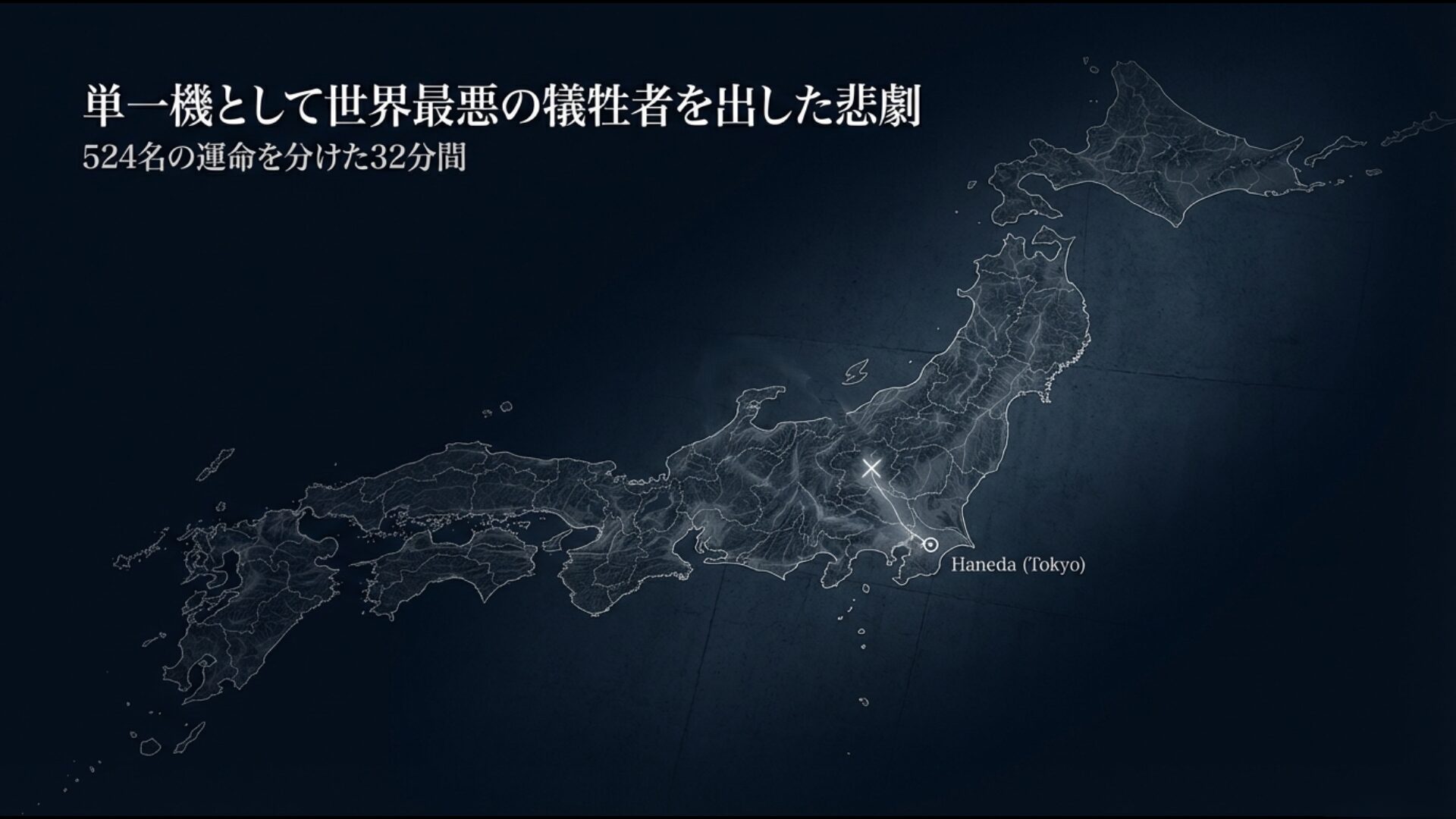 羽田から大阪へ向かう日航機123便の運命を分けた32分間の飛行ルート概要