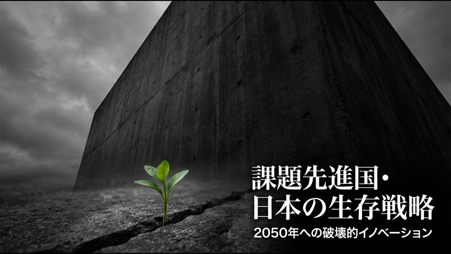 課題先進国である日本の生存戦略と2050年までの破壊的イノベーションの図解