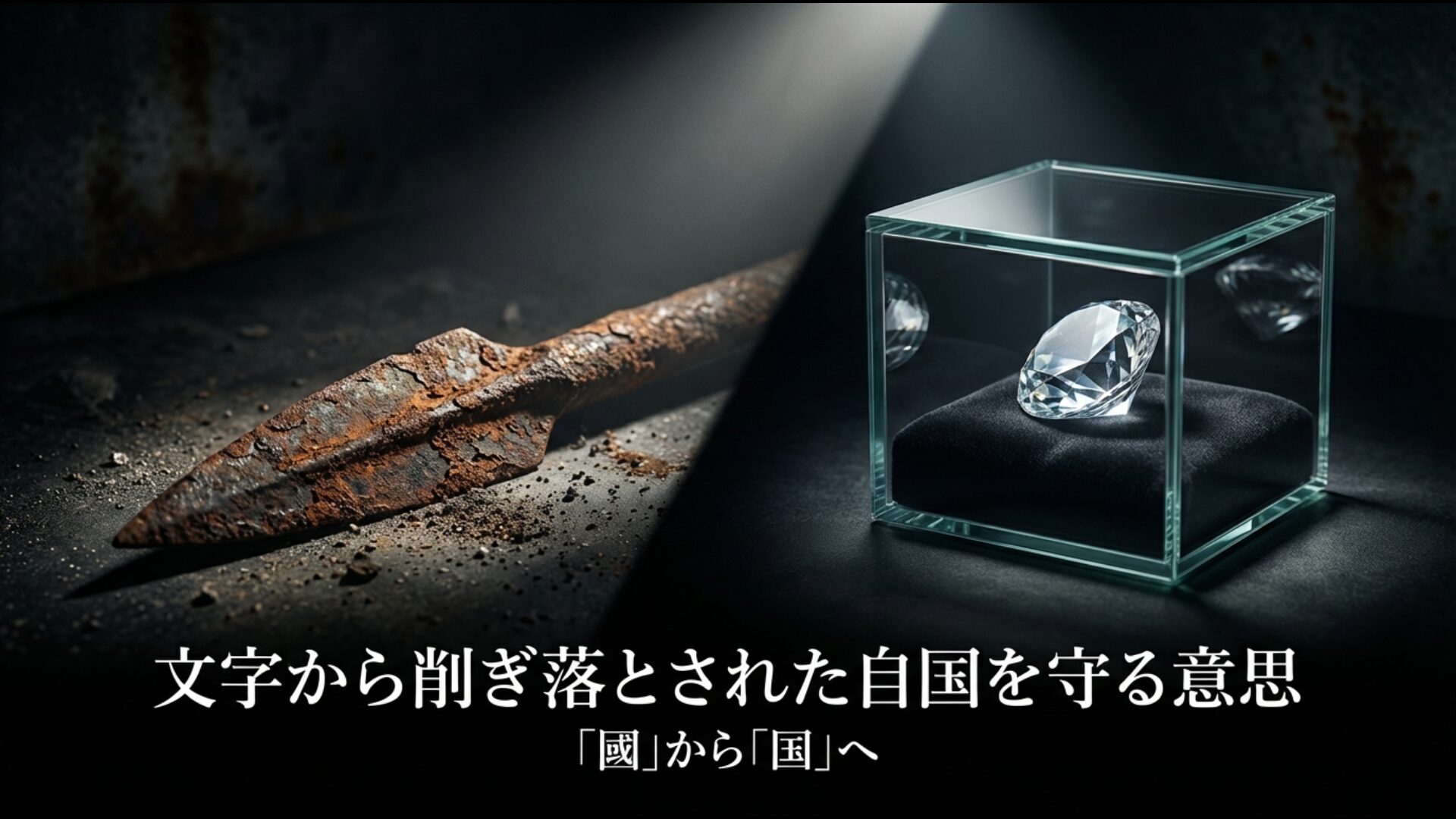 旧字体の國に含まれる武器と新字体の国に含まれる宝が示す国家観の変容