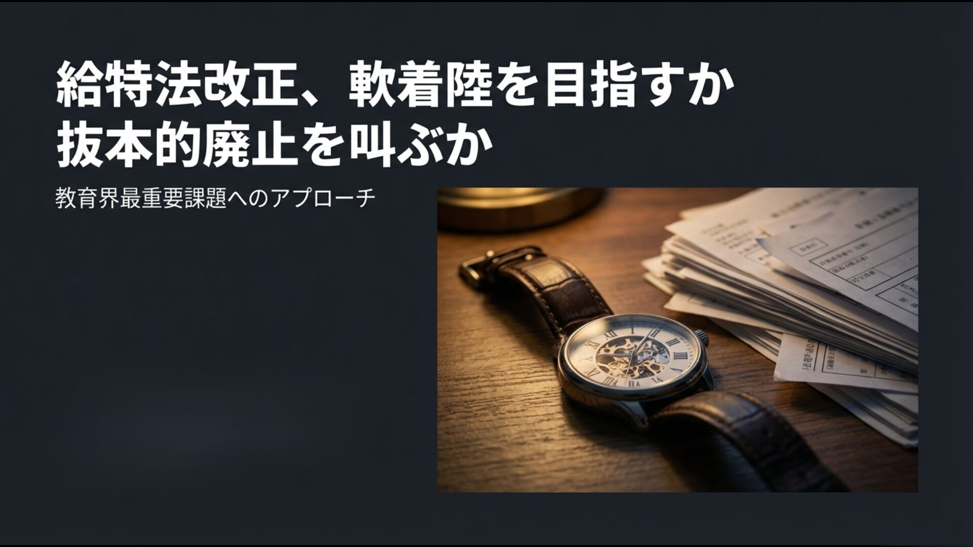 給特法改正に対する日教組の現実的改善案と全教の抜本的廃止案の対立
