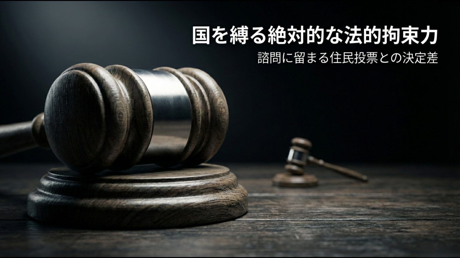 国を縛る絶対的な法的拘束力を持つ国民投票と諮問に留まる住民投票の決定的な違いを比較したイメージ