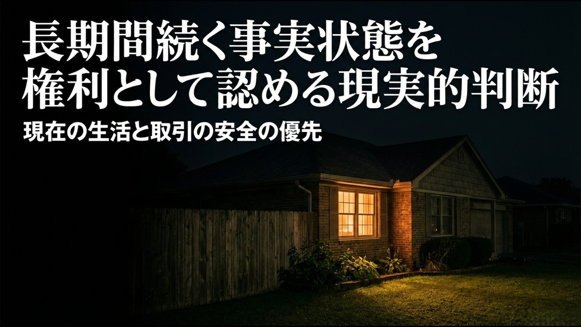 長期間続く事実状態を尊重し、現在の生活と取引の安全を優先する法的安定性の図解
