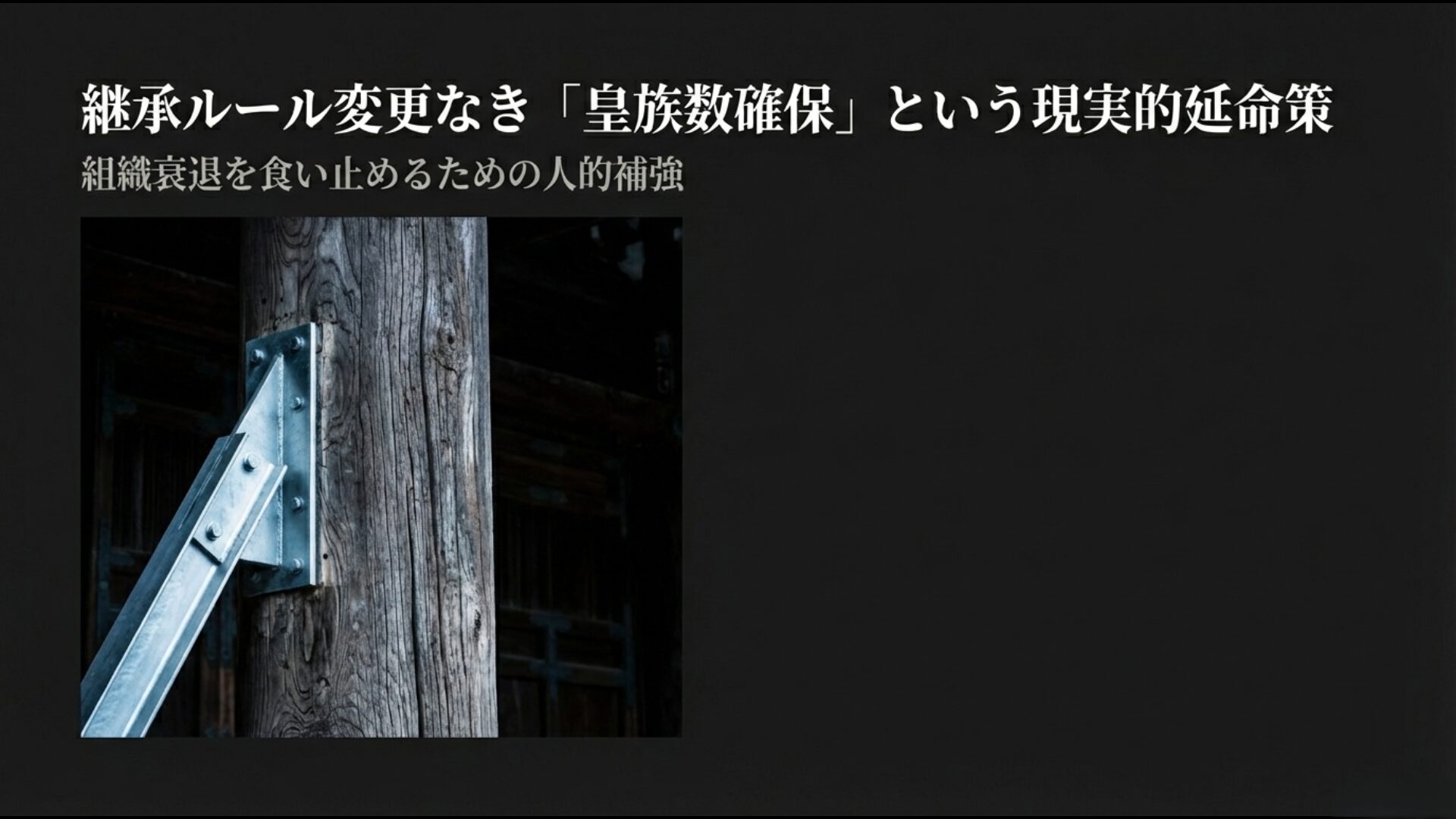 皇位継承ルールを変更せずに皇族数を確保するための組織的な人的補強案の概要図
