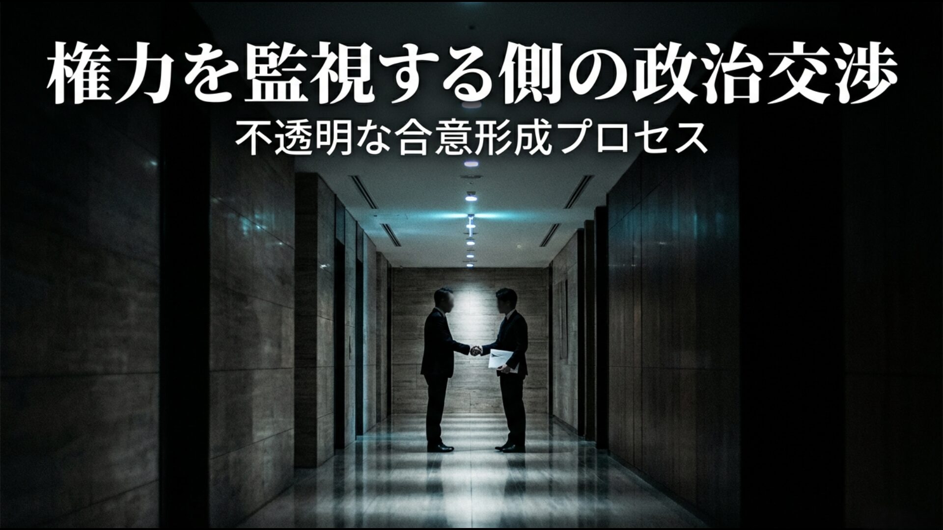 新聞業界と政治家の不透明なロビー活動と合意プロセスを象徴する図