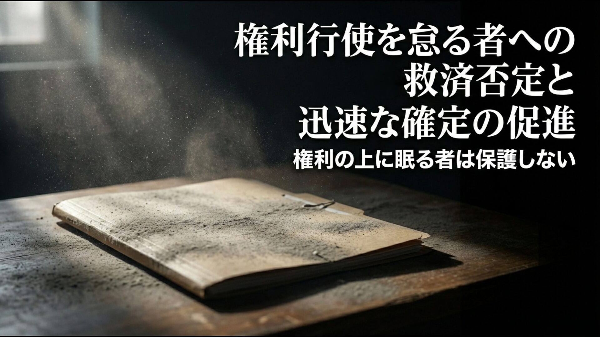 権利行使を怠る者への救済否定と、権利関係の迅速な確定を促す理念の解説