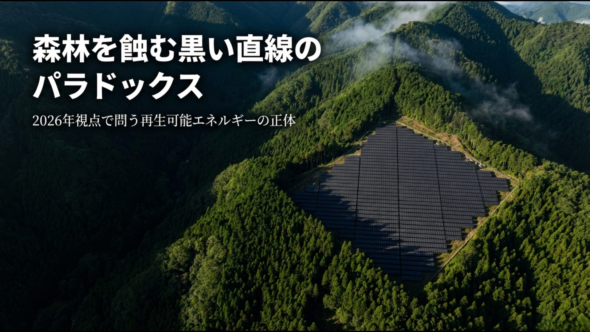 2026年視点で問う再生可能エネルギーの正体とメガソーラーによる森林破壊のイメージ