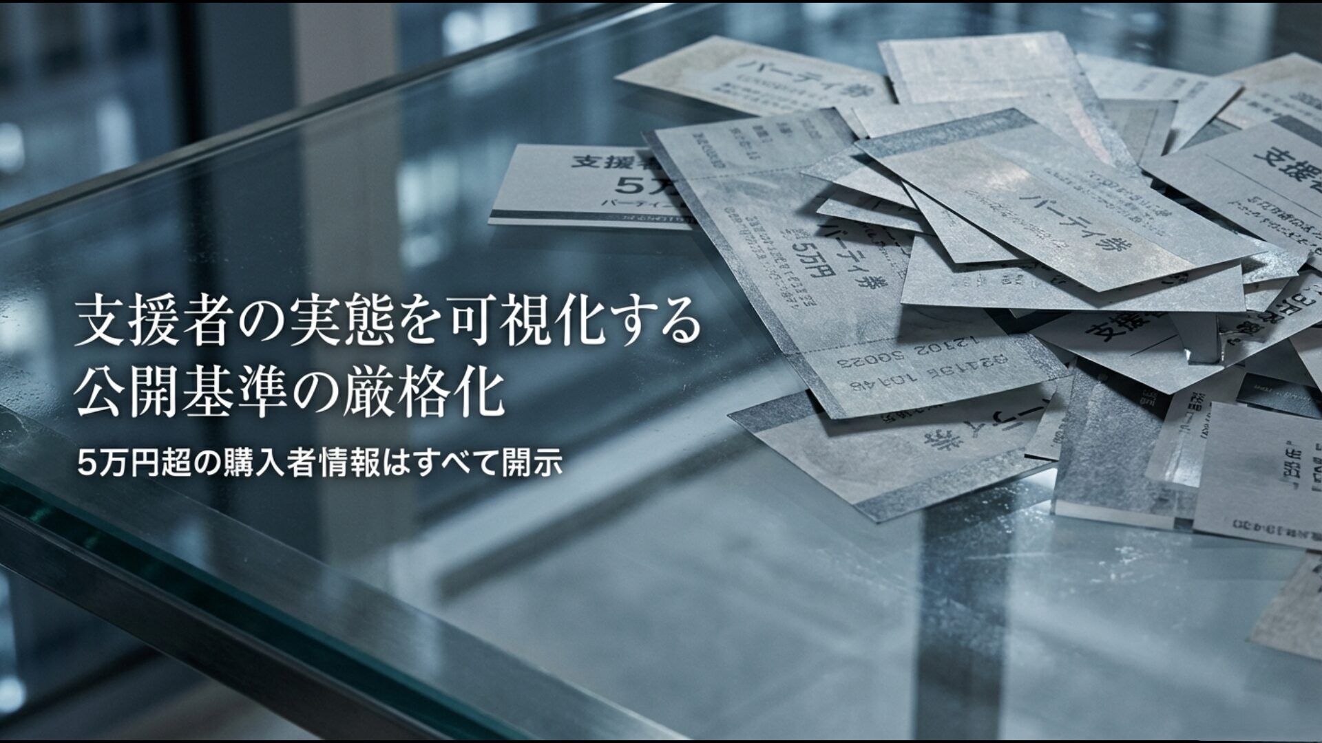 5万円を超えるパーティー券購入者の情報をすべて開示し透明性を高める公開基準の変更