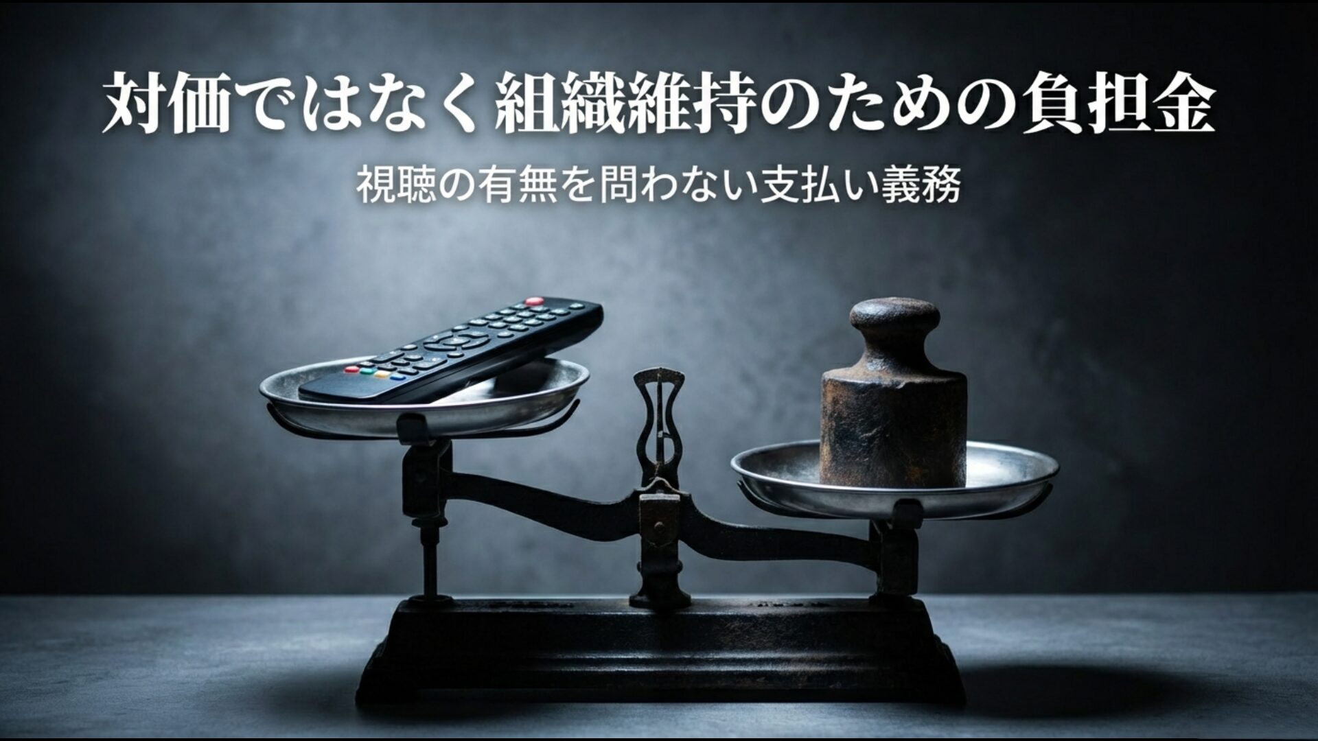 視聴の有無を問わない受信料の支払い義務と組織維持のための負担金という法的性格の図解