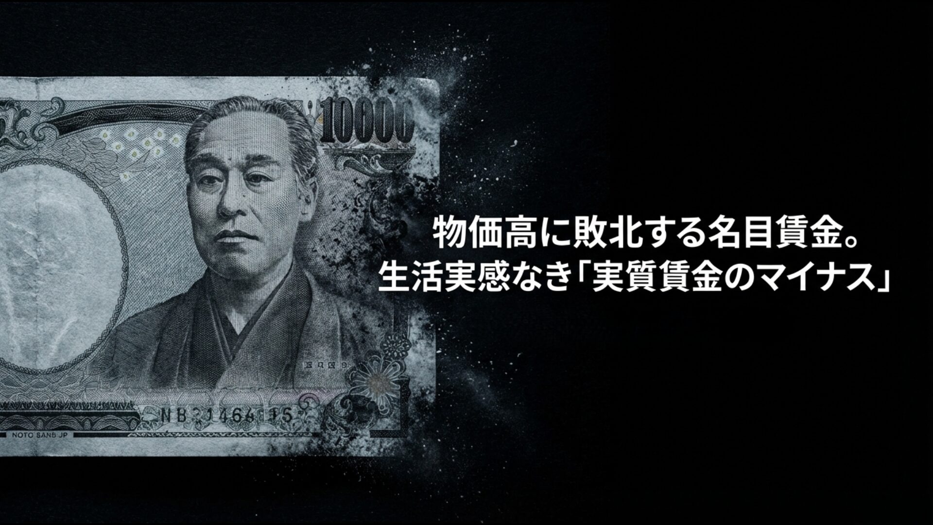 名目賃金の上昇が物価高に追いつかず実質賃金が低下している統計データのグラフ