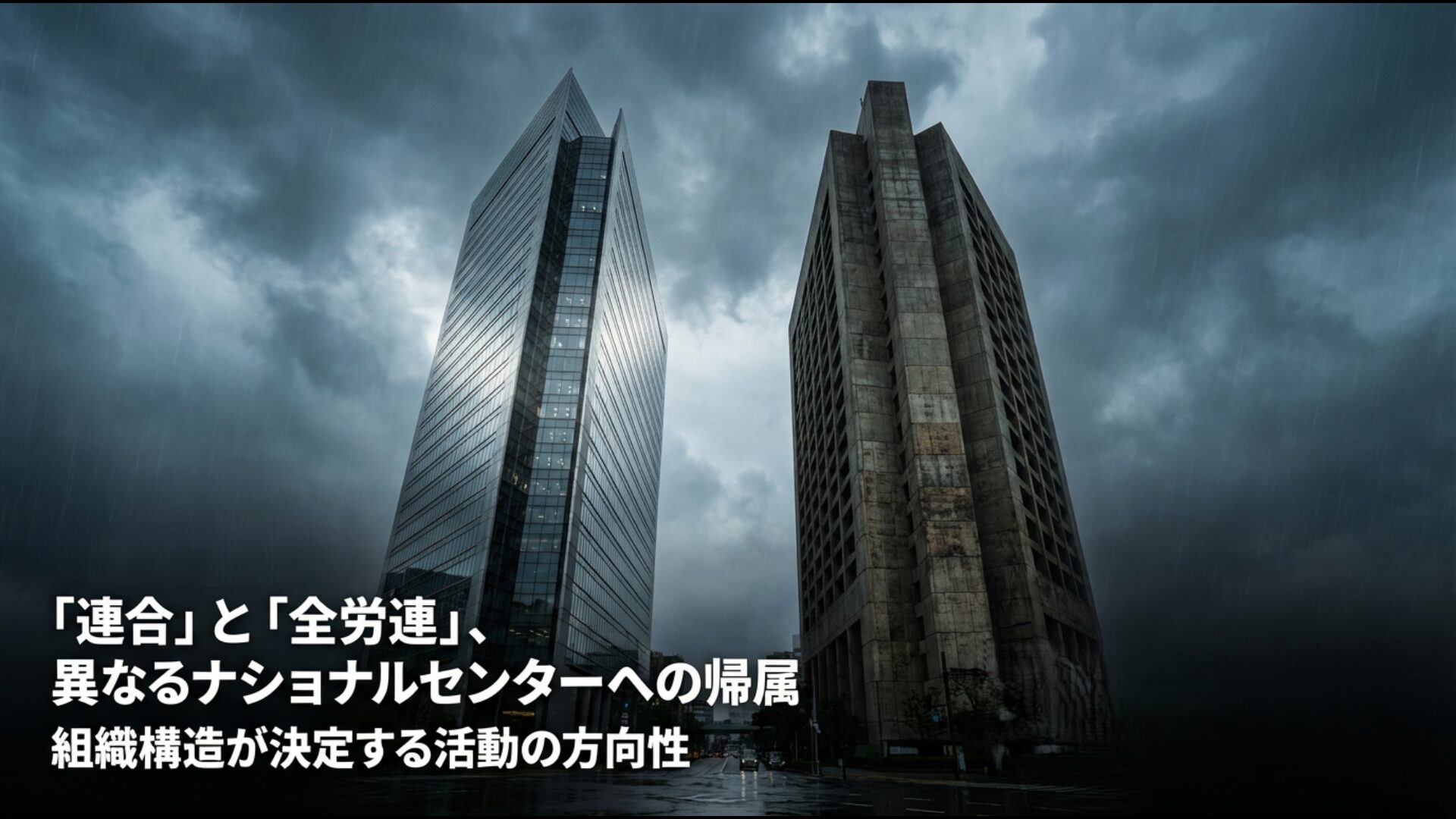 日教組が連合、全教が全労連に属することを示す組織構造図