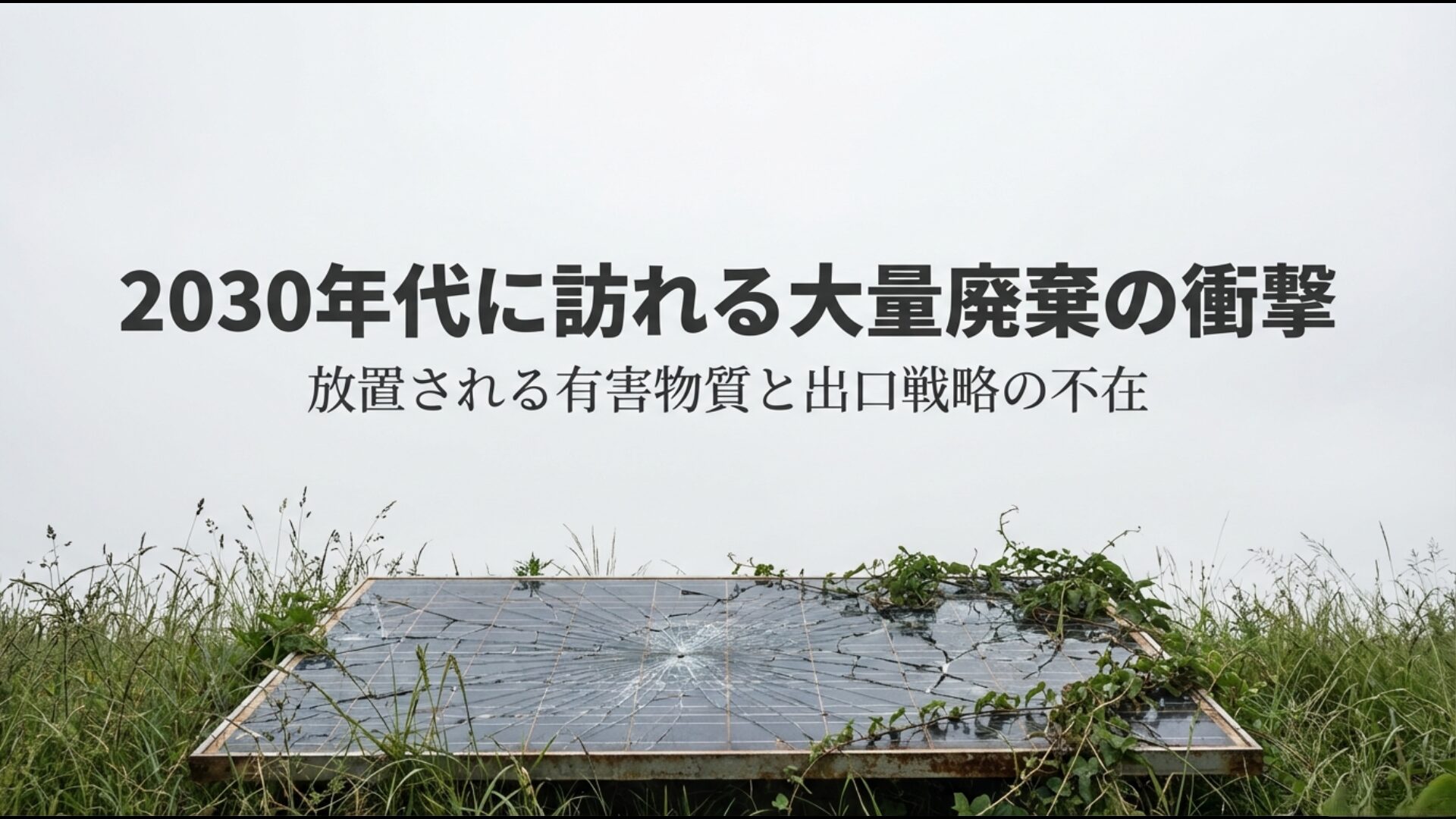 放置される有害物質と出口戦略が不在なまま損壊し放置された太陽光パネル