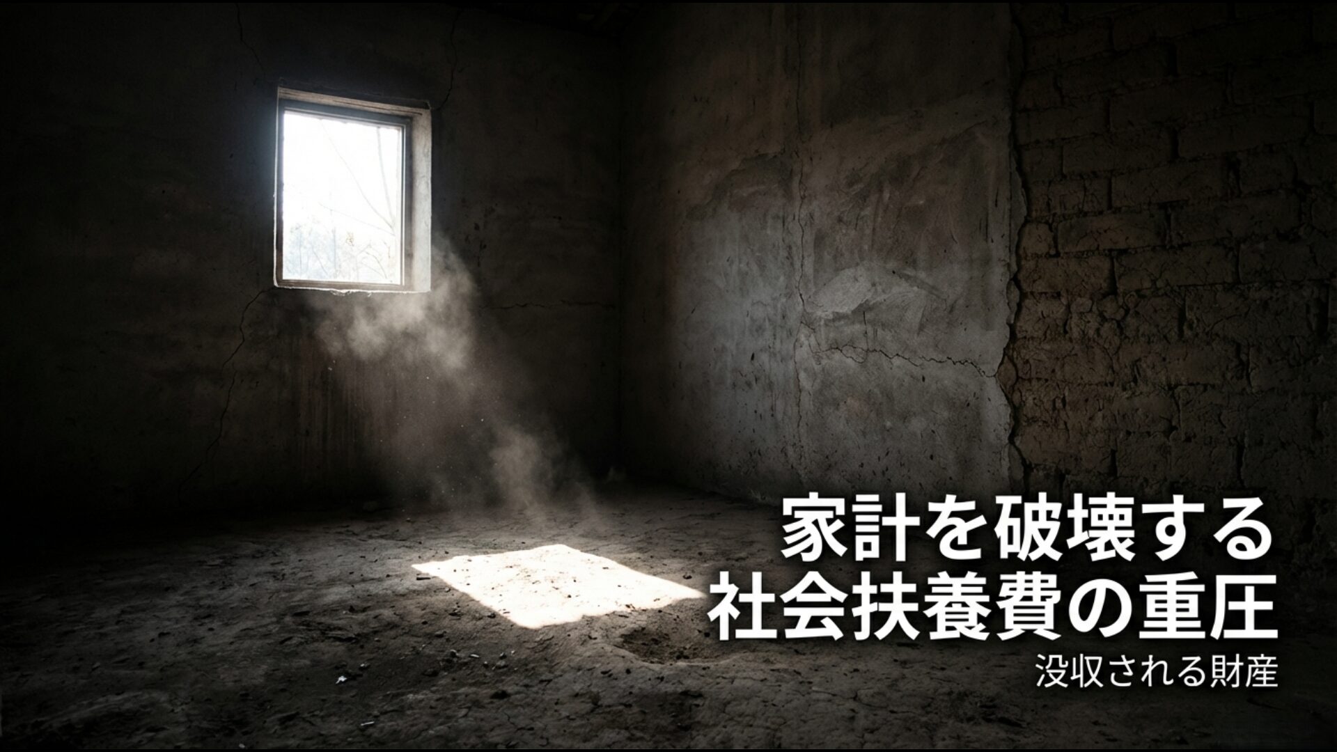 罰金である社会扶養費の重圧によって没収される財産と破壊される家計のイメージ
