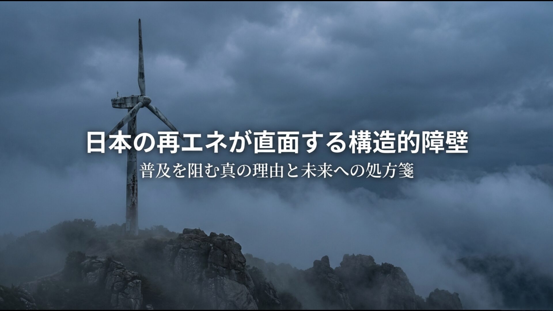 日本の再エネ普及を阻む構造的障壁と未来への処方箋を示したスライドの表紙